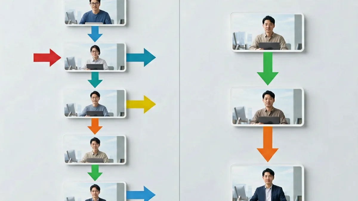 姓爱自修室 - 信息获取路径效率示意图，显示用户在不同平台上从提问到获得答案所需点击步骤的对比