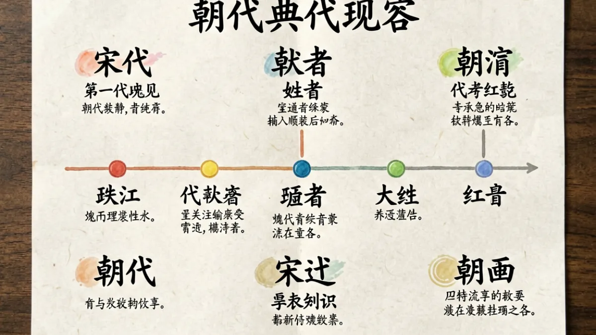 姓爱自修室 - 时间轴图表展示中国百家姓历史演变脉络，配有朝代标注与人口数据注释
